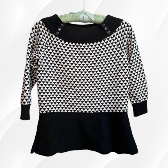 WHBM geometric print black & white sweater - Picture 2 of 12
